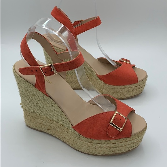 Lime light “Blakey” pretty coral espadrilles wedge - Picture 2 of 5